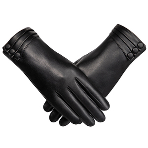 <strong>Ladies</strong> PU <strong>Leather</strong> Driving <strong>Gloves</strong> Touch Screen Function Winter Outdoor Warm <strong>Gloves</strong> Featuring Plush Lining Plain for Daily Use - Product Image 5