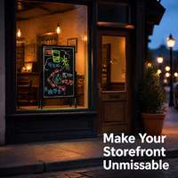 Ensemble de panneaux d'affichage lumineux LED avec télécommande, support pliable, adaptateur secteur pour la promotion commerciale