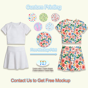 Conjunto de Falda y Top Corto Ajustado para Niñas, Conjunto de Falda de Tenis para Niñas, Conjunto de Falda con Estampado Personalizado, Top Corto y Falda para Mamá e Hija - Product Image 3