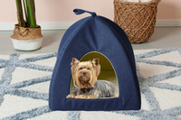 Tente pour animaux de compagnie rectangulaire pliable et respirante en polyester, douce et moelleuse, pour petits chats, avec coussin amovible et fermeture à boutons