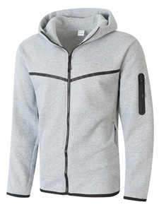 Ensemble sweat-shirt à capuche zippé gris pour homme, en molleton de coton, pantalon de jogging, streetwear personnalisé, vêtements d'hiver - Product Image 5