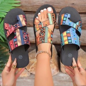 Sandalias Planas de Mujer para Exteriores, Estilo Nuevo, Étnicas, de Colores Mixtos, con Suela Gruesa, Tallas Grandes, para Uso en la Playa en Verano - Product Image 3