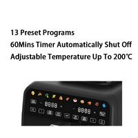 NUEVA Freidora de Aire Eléctrica Clásica de Plástico con Doble Cesta, Control Digital, 3000W, 4.5L+6.5L, Cocción Rápida, para Uso Doméstico y Hotelero