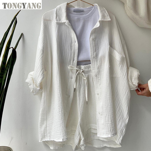 Tongyang ชุดเสื้อผ้า2ชิ้นสำหรับผู้หญิง, เสื้อผ้าฝ้ายแขนยาว2ชิ้นสำหรับผู้หญิง - Product Image 4