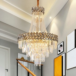 Luxury Living Room Crystal Chandelier New Cross-Border Duplex Long High <b>Ceiling</b> Staircase <b>Light</b> for Chandeliers Pendant <b>Lights</b> - Product Image 2