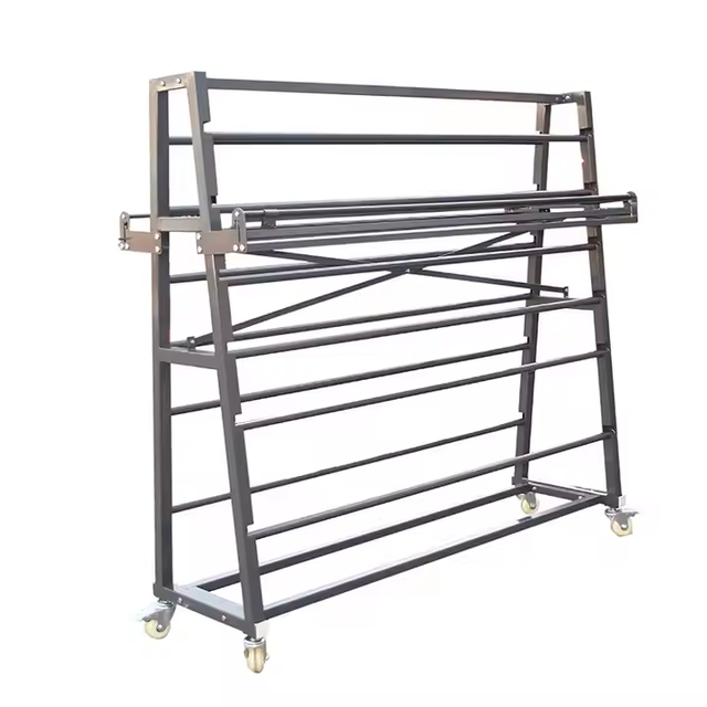 Double Sided Metal Storage Stand for Heavy Weight Textile Fabric Roll Display Rack