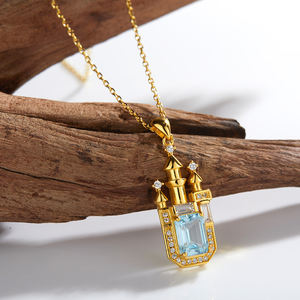 Collar de clavícula de piedras preciosas populares para mujer S925 plata con incrustaciones de topacio Natural Castillo personalizado collar de piedras preciosas de colores - Product Image 1