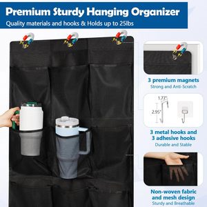 Organizador para colgar sobre la puerta, 15 bolsillos, estante de almacenamiento tipo gancho magnético para accesorios de zapatos de crucero, color negro - Product Image 4