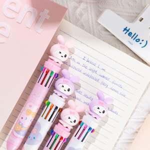 कस्टम लोगो 10-रंग बॉलपॉइंट पेन प्यारा खरगोश कार्टून डिजाइन बहु-रंग प्लास्टिक पेन 0.5 मिमी लेखन प्रचार स्टेशनरी - Product Image 3