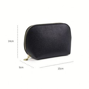 Pochette de maquillage en cuir PU avec logo personnalisé, organiseur de cosmétiques portable pour voyage, fermeture éclair étanche, style normcore/minimaliste, grande taille - Product Image 3