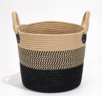 Panier de rangement tressé en fibres végétales écologiques, organisateur rustique pour articles divers, sac fourre-tout multifonctionnel avec poignées