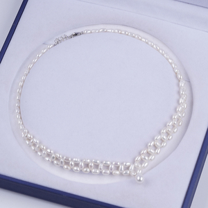 Collar de perlas de agua dulce reales collar de mujer con forma de arroz joyería - Product Image 6
