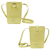 Sac bandoulière en cuir tissé texturé pour téléphone portable, mini pochette mains libres pour femme avec rabat à boucle – Vente en gros