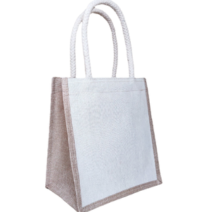Sac d'épicerie en jute grande capacité fourre-tout en jute <span class=keywords><strong>Bah</strong></span> avec poche en coton - Product Image 2