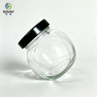 Stoples Kaca Bening Bentuk Bola 230ml, Wadah Kaca Reusable untuk Menyimpan Buah Kering, Rempah-rempah, dan Kacang