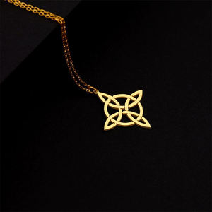 Bijoux En Acier Inoxydable. Nudo De Brujaangel-pendentif à géométrie sacrée, bijoux païen Wiccan, collier à nœud De sorcières - Product Image 2