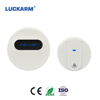 LUCKARM Sonnette sans fil noire étanche sans batterie avec sonnerie cinétique UK US EU Plug pour hôtels appartements et maisons