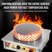 Crêpière à gaz en acier inoxydable de 40 cm, plaque antiadhésive pour crêpes avec protection contre l'extinction de la flamme, pour stand de restauration de rue commercial