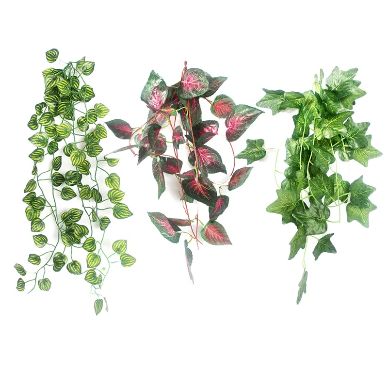 Home Decoration Plant Leaves Green Hanging Artificial Vine Leaves For Garden