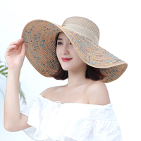 여성 종이 밀짚 모자 넓은 챙 플로피 햇 여름 태양 패션 비치 바이저 캡