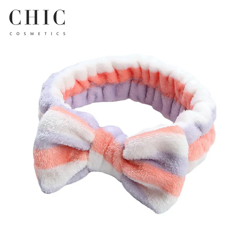 High quality cute wash face headbands leopard coral velvet colorful elastic hair bands face wash sale wash hairband