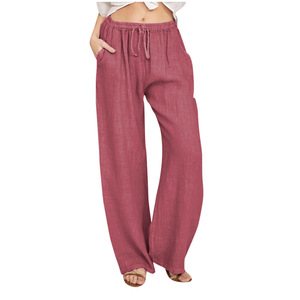 <span class=keywords><strong>Pantaloni</strong></span> larghi larghi da <span class=keywords><strong>donna</strong></span> con elastico a vita lunga Casual da <span class=keywords><strong>donna</strong></span> - Product Image 5