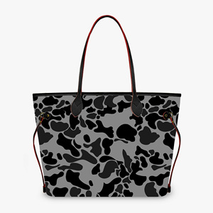 Borsa Shopping Personalizzata all'<span class=keywords><strong>Ingrosso</strong></span> in Pelle PU, Borsa Camouflage Oceanica, Borsa da Donna con Design Camouflage Nuvola Polinesiana Pohnpei, Borsa Tote con Cerniera - Product Image 3