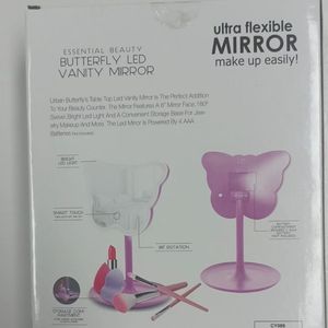 Smart Butterfly Shape Led Vanity <b>Mirror</b> With Light Aluminum Frame Plastic Base <b>Tabletop</b> Home Use Modern Design 1x Magnification - Product Image 4