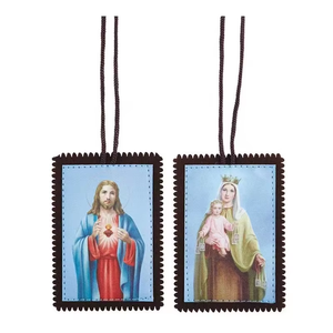 Nuevo Juego de 2 Escapularios Católicos: Nuestra Señora del Monte Carmelo Marrón y Milagrosa Verde - Product Image 4
