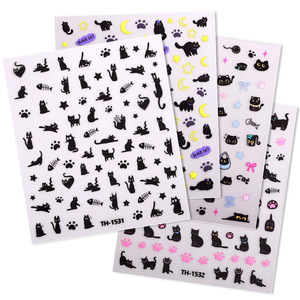Venta al por mayor <span class=keywords><strong>para</strong></span> <span class=keywords><strong>Amazon</strong></span> Cross-Border nuevo Internet 3D/2D <span class=keywords><strong>pegatinas</strong></span> impermeables <span class=keywords><strong>para</strong></span> decoración de <span class=keywords><strong>uñas</strong></span> lindo diseño de gato de dibujos animados accesorios DIY - Product Image 5