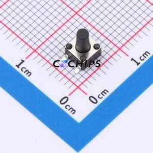 TS010-TBW1EH7.0 Tactile Switch Through hole-4P,4.5x4.5mm Switch Single Pole Single Throw Round Button 1.8N Vertical Mount - Product Image 1