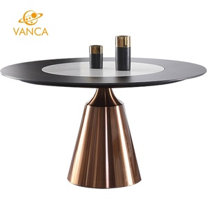 Nouveaux designs de <span class=keywords><strong>table</strong></span> à manger ronde <span class=keywords><strong>avec</strong></span> centre rotatif dessus de <span class=keywords><strong>table</strong></span> en marbre style moderne pour salle à manger cuisine utilisation en plein air hôtel - Product Image 6