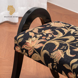 <span class=keywords><strong>Banc</strong></span> de change de <span class=keywords><strong>chaussures</strong></span> vintage à motif floral, structure en bois de frêne massif, tissu respirant en lin-coton, <span class=keywords><strong>banc</strong></span> d'entrée, repose-pieds - Product Image 4