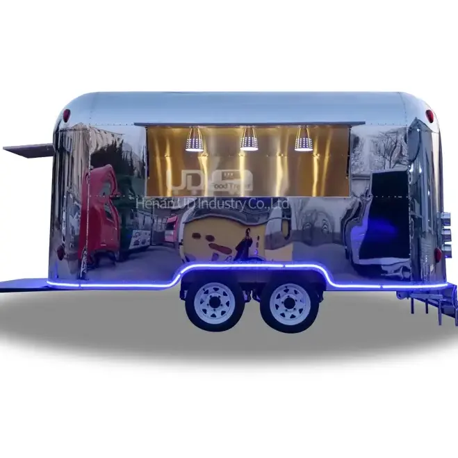 Nieuwe Stijl Mobiele Bar Roestvrij Staal Fast Food Winkelwagen Ijs Koffie Van Bier Bar Airstream Voedsel Vrachtwagens Voor Verkoop europa