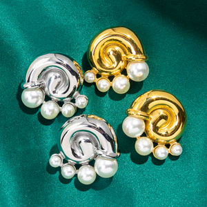 เครื่องประดับเพทายที่มีสีสันเปลือกหอยทะเลใส่ต่างหูสตั๊ด 18 พันทองชุบไข่มุกสแตนเลสต่างหูสตั๊ดหอยสังข์ - Product Image 5