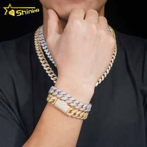 Brillante alta qualità moda Hip Hop 12MM di larghezza 5A CZ catena a maglie cubane ghiacciato fuori collana cubana e bracciale - Product Image 5