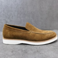 Mocassins en cuir de vache véritable faits à la main pour hommes, avec broderie personnalisée Senpin, chaussures de luxe confortables à enfiler, semelle en caoutchouc