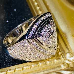 Bagues de mariage en or <span class=keywords><strong>blanc</strong></span> avec diamants en moissanite, style <span class=keywords><strong>rappeur</strong></span> américain, bijoux hip-hop volumineux - Product Image 2