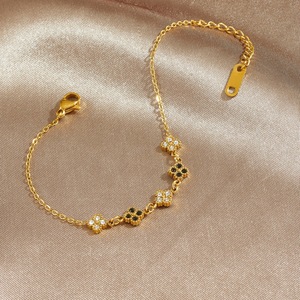Fashion Charm Bracelet Zinc Alloy Gold Plated Flower Design Bezel Setting Gift Jewelry B1940 - Product Image 3