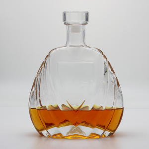 Bouteille de liqueur vide transparente en verre super flint de luxe 700 ml 750 ml pour whisky, spiritueux, tequila, brandy, XO avec bouchon - Product Image 2