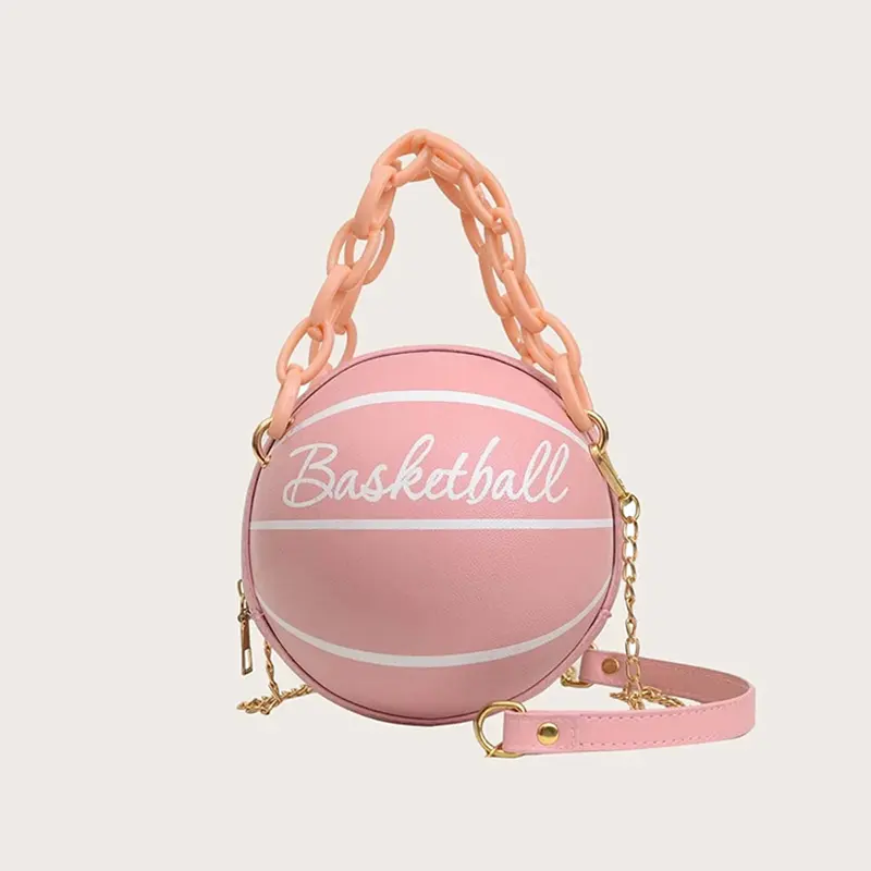 OEM High Fashion Mini Basketball Letter Graphic Ball Shaped Satchel Hand Bag