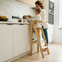 Tour d'apprentissage Montessori moderne en bois massif, marchepied pliable pour enfants, pour une utilisation en extérieur et en cuisine
