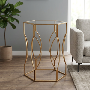 Table basse moderne écologique et durable, faite à la main, en fer poli doré avec plateau en bois, petite table d'appoint pour salon et hôtel - Product Image 4