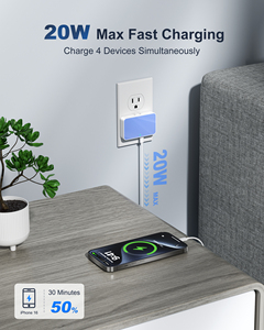 <b>USB</b> Wall Charger 4 Ports PD 20W Fast <b>Charging</b> with Retractable <b>Cables</b> Universal for Home Office Use - Product Image 4
