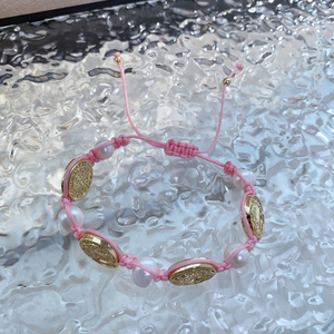 Pulseras religiosas tejidas a mano, abalorio de Latón chapado en oro, Perla de agua dulce, pulsera ajustable cruzada <span class=keywords><strong>SAN</strong></span> <span class=keywords><strong>Benito</strong></span>, joyería de moda - Product Image 3