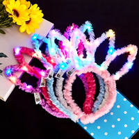 Ensemble de bandeaux lumineux LED modernes avec oreilles de chat, en plastique et plumes, accessoires mignons qui brillent dans le noir pour filles, pour Pâques, concerts et fêtes