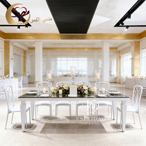 Events Dining Used White Metal Frame Banquet Hall <b>Party</b> <b>Table</b> Wedding - Product Image 4