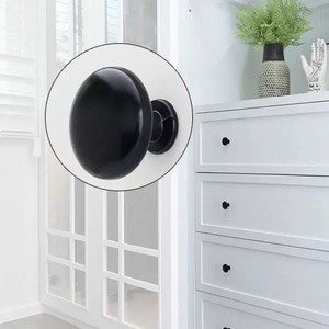 European Mushroom Zamak White Black Single Hole Simple Wardrobe Cabinet Round Handle <strong>Knobs</strong> - Product Image 4