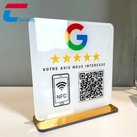 Muestra gratis Google Review NFC Acrílico Madera Vidrio QR Código Impreso Soporte de mesa para Google Review