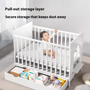 Hot Bán Phong Cách Châu Âu 6 Trong 1 Màu Trắng Bằng Gỗ Bé Crib Chuyển Đổi Mới Sinh Ra Bé Cậu Bé Giường Sang Trọng Với Bộ Đồ Giường Bộ - Product Image 3